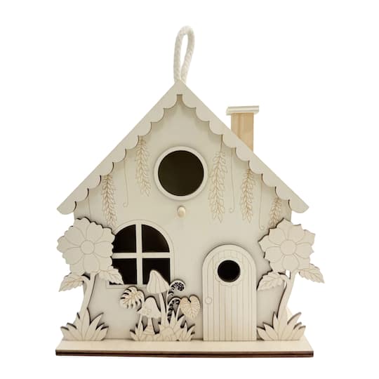 7" Mushroom & Flower Cottage DIY Plywood Birdhouse by Make Market®